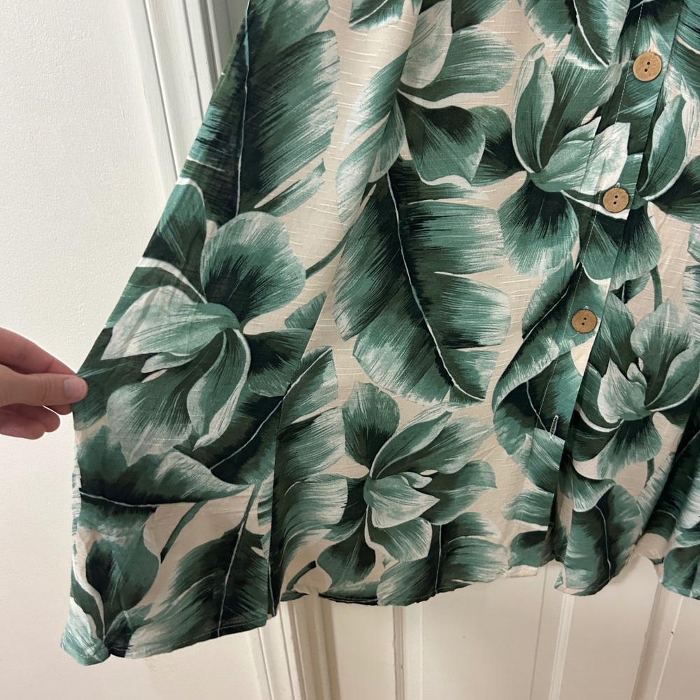 Unbranded Tropical Palm Flowy Midi Maxi Skirt Sz L Button VTG Boho Resort READ - Picture 2 of 4